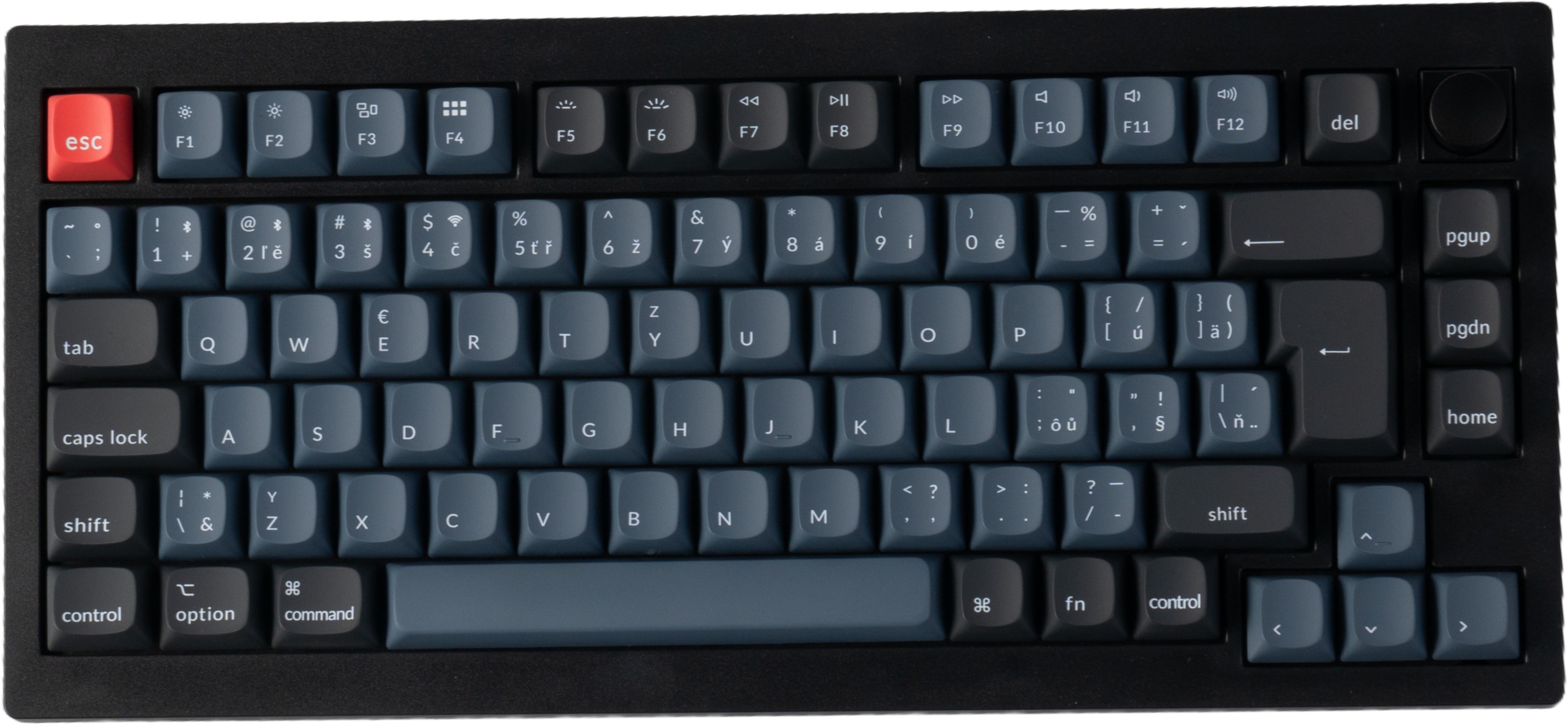 Keychron V1 Max Swappable RGB Backlight Red Switch – Black – Knob Version, CZ/SK
