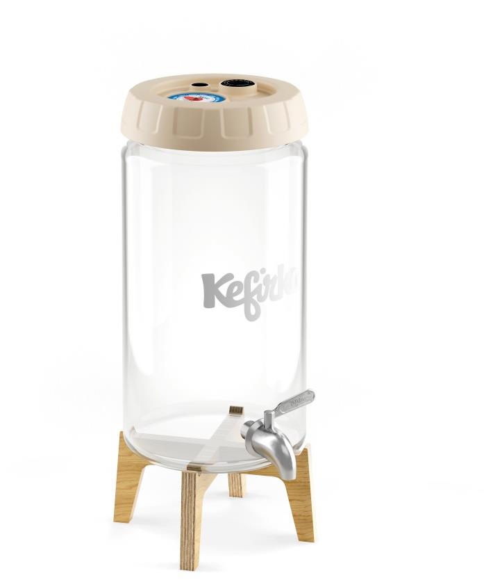 Kefirko Kombucha fermentor se stojančekom a výčapom, 4 l, béžový