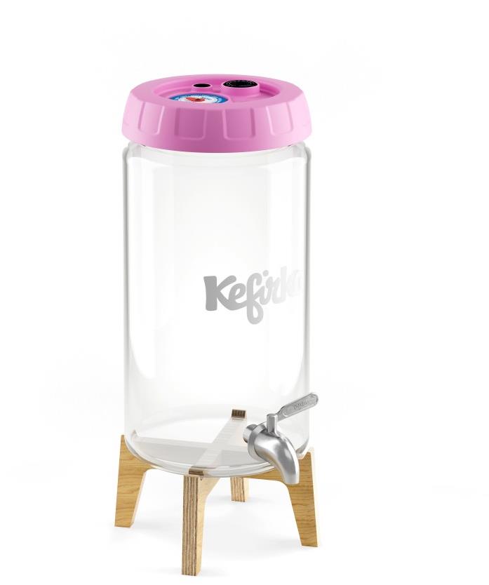 Kefirko Kombucha fermentor so stojančekom a výčapom, 4 l, ružový