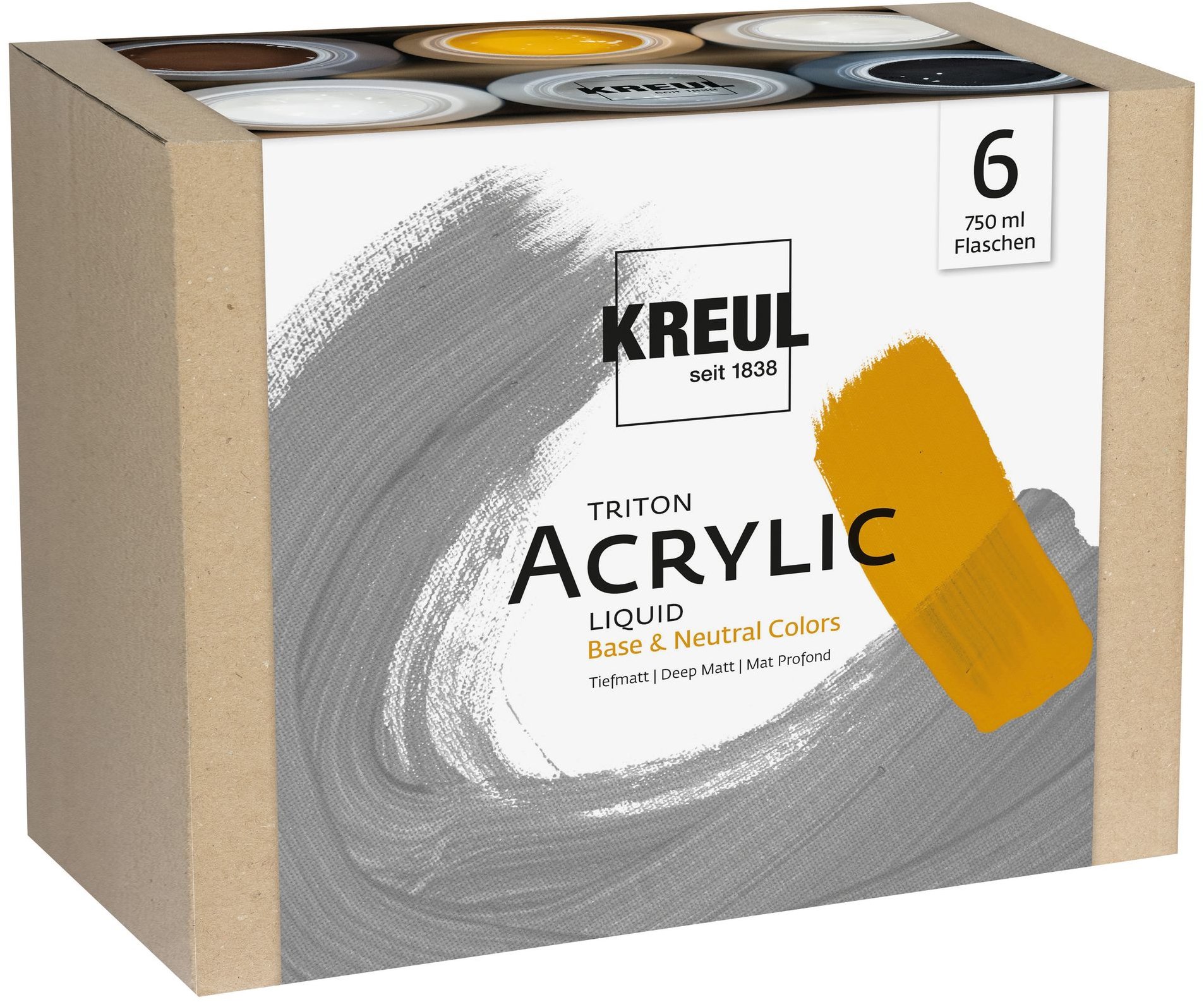 KREUL Triton akrylová tekutá báza a neutrálne farby, 6 x 750 ml