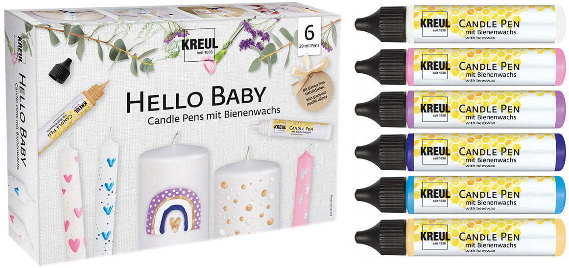 KREUL CANDLE PEN HELLO BABY voskové perá na maľovanie sviečok, 6 ks