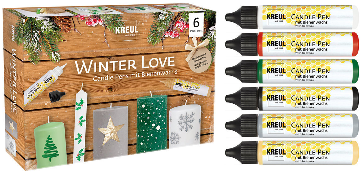 KREUL CANDLE PEN WINTER LOVE voskové perá na maľovanie sviečok, 6 ks