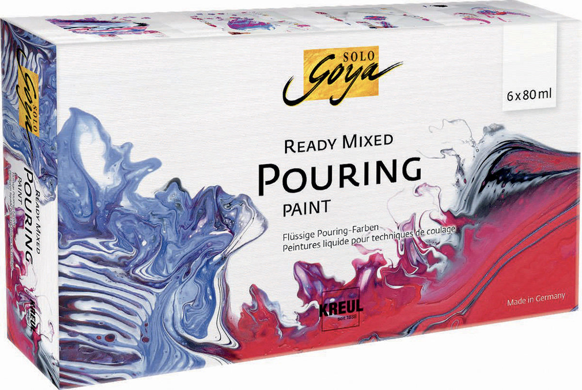 KREUL Solo goya Pouring fluid, sada 6 farieb × 80 ml