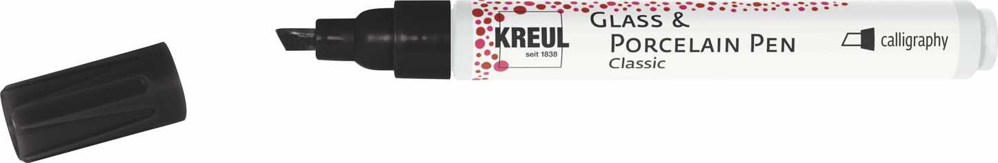 KREUL na sklo a porcelán CLASSIC, kaligrafický, čierny