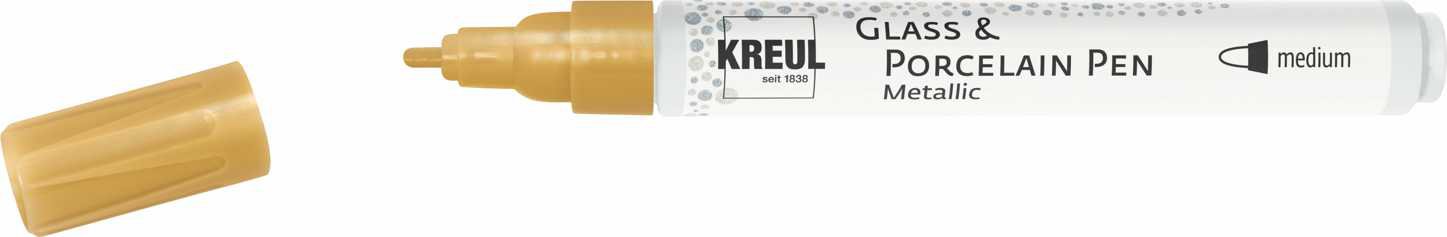 KREUL na sklo a porcelán METALLIC, 2 – 4 mm, zlatý
