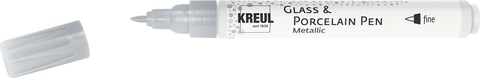 KREUL na sklo a porcelán METALLIC, 1 – 2 mm, strieborný