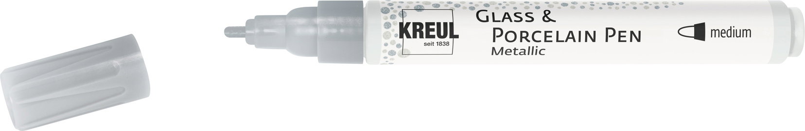 KREUL na sklo a porcelán METALLIC, 2 – 4 mm, strieborný