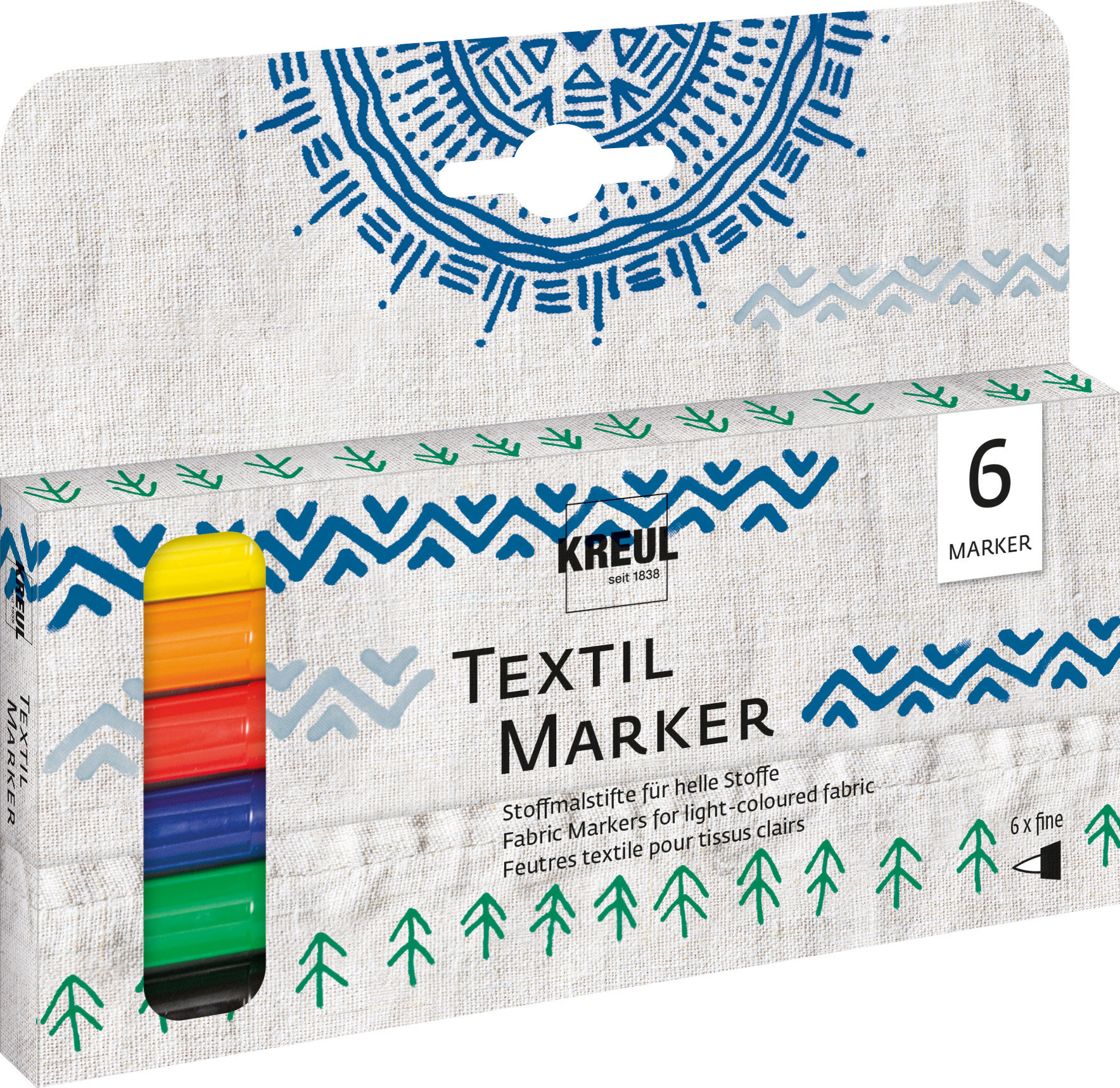 KREUL Javana Texi Max Sunny na textil 1 – 2 mm, 6 farieb