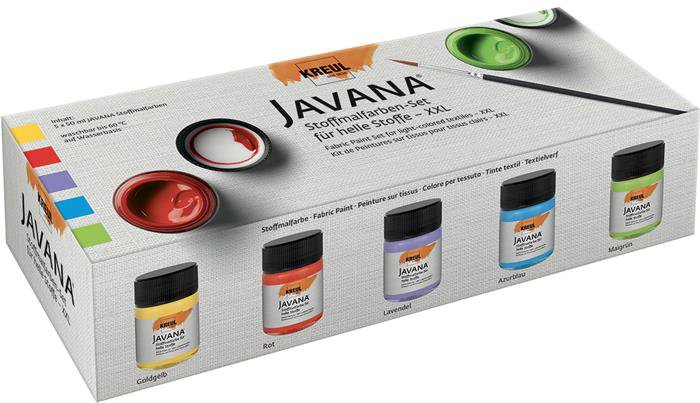 KREUL JAVANA súprava farieb na svetlý textil 5× 50 ml – XXL