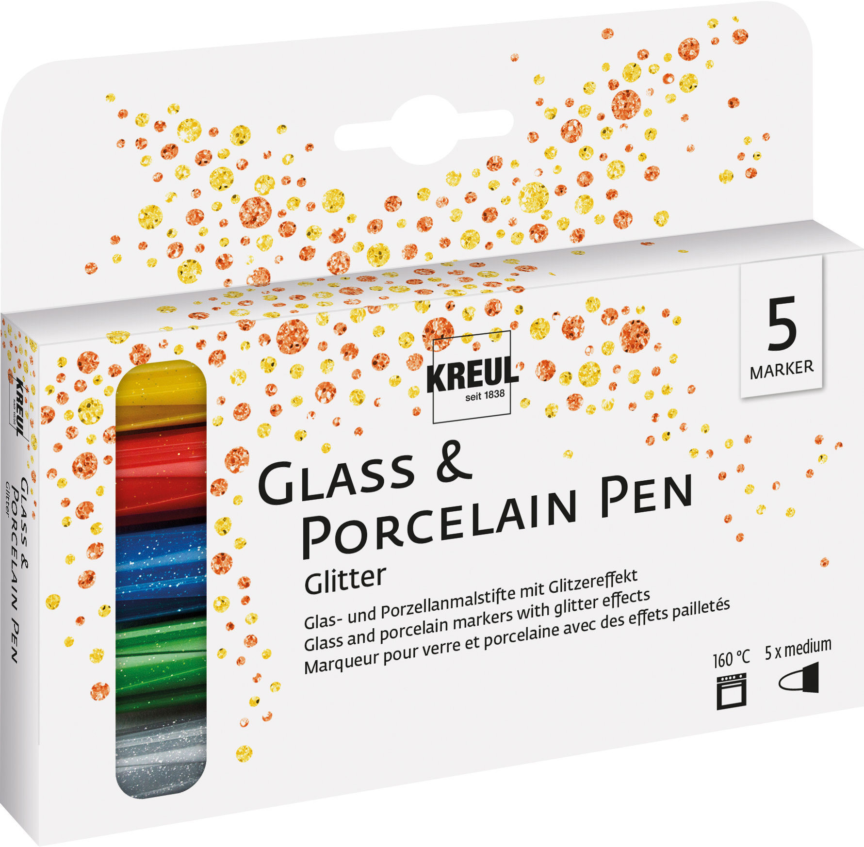 KREUL GLITTER na porcelán a sklo, 5 barev