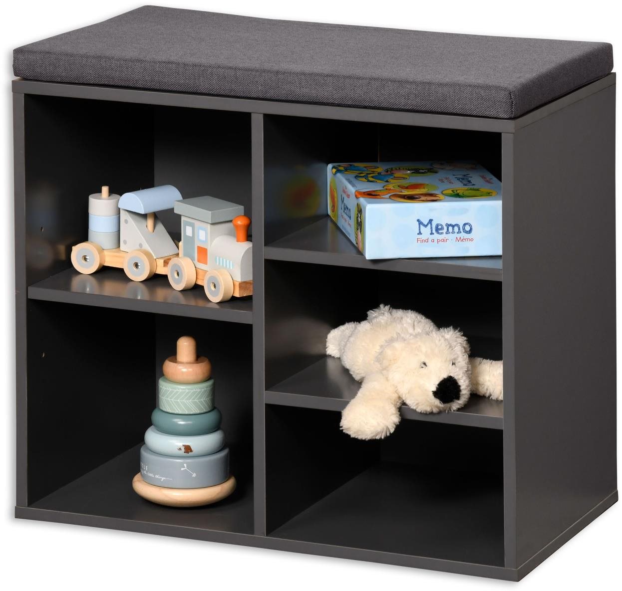 KESPER Botník s poduškou sivý, 51,5 × 48 × 29,5 cm