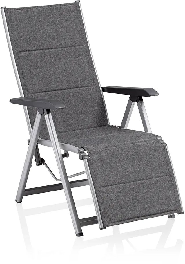 Kettler Basic Plus Padded Relaxačné hliníkové kreslo strieborné/antracit