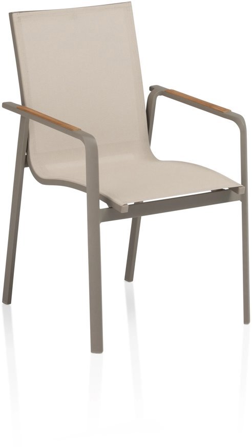 Kettler Diamond Hliníkové kreslo s tíkovými podrúčkami, taupe/béžové