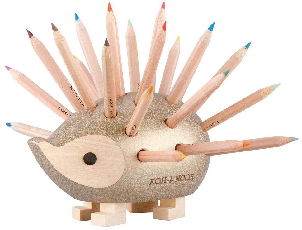 KOH-I-NOOR 9920 drevený ježko s pastelkami, zlatý, malý 24 farieb