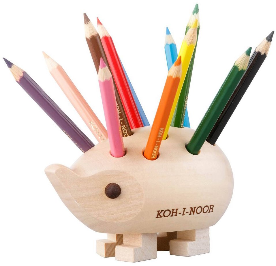 KOH-I-NOOR 9960S dřevěný ježek s pastelkami natur, mini 12 barev