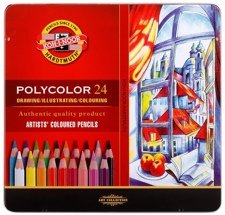Koh-i-noor POLYCOLOR 3824/24 – umelecké pastelky v plechovom puzdre – 24 ks