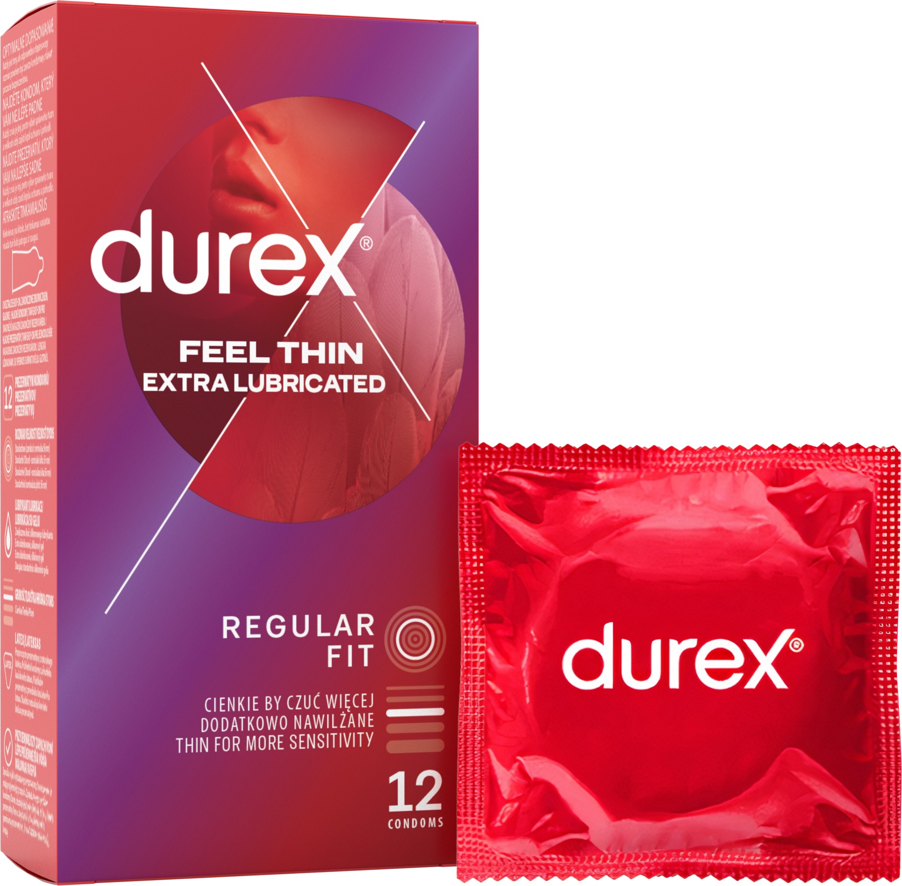 Durex Feel Thin Extra Lubricated 12 ks