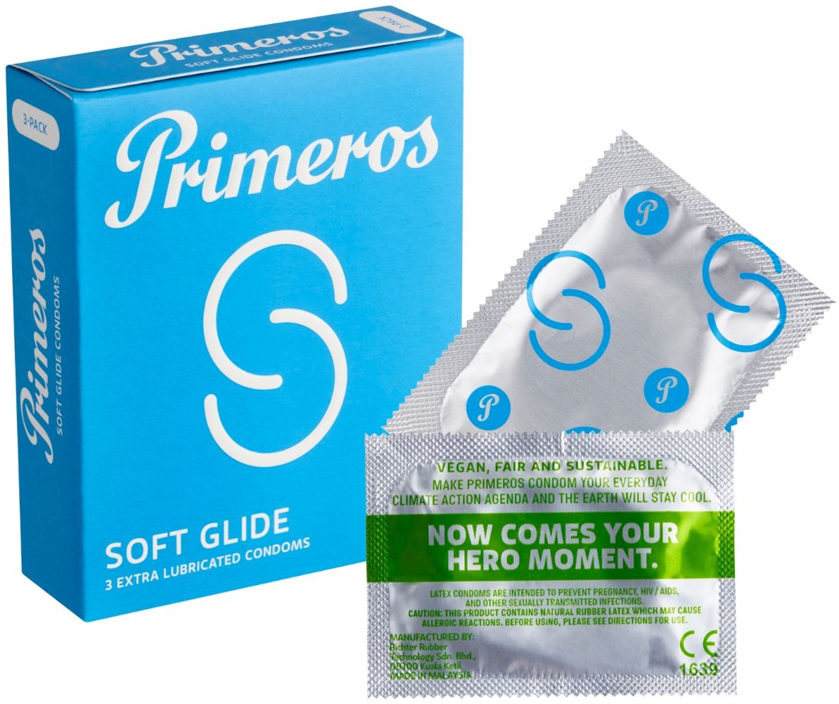 Primeros Soft Glide kondómy so zvýšenou dávkou lubrikácie, 3 ks