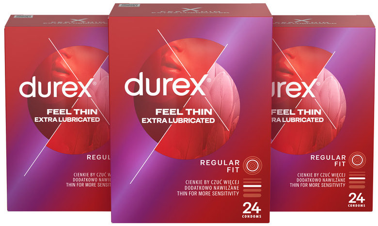 DUREX Feel Thin Extra Lubricated 3× 24 ks