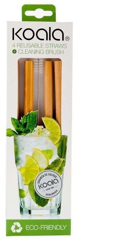 KOALA Bambusové slamky/brčká rovné s čistidlom 4 kusy