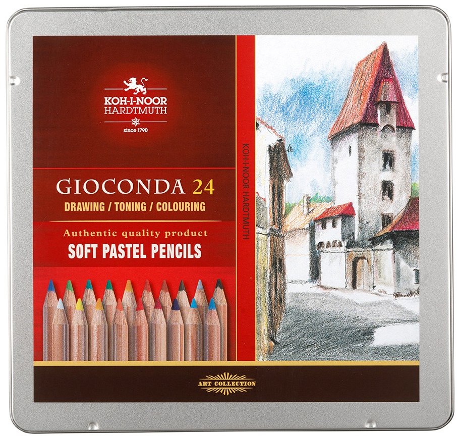 KOH-I-NOOR GIOCONDA 8828/24 prašné kriedy v ceruzke v laku v plechovom puzdre 24 ks