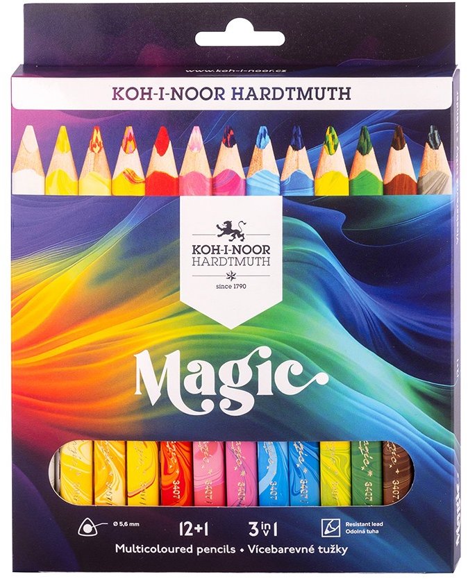 Koh-i-noor Magic 3408/12 + 1 Trojhranné pastelky TR 11, 100 % drevo 12 + 1 ks