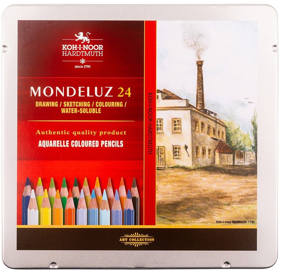 Koh-i-noor Mondeluz 3724/24, Umelecké pastelky, krajina v plechovom puzdre, 24 ks