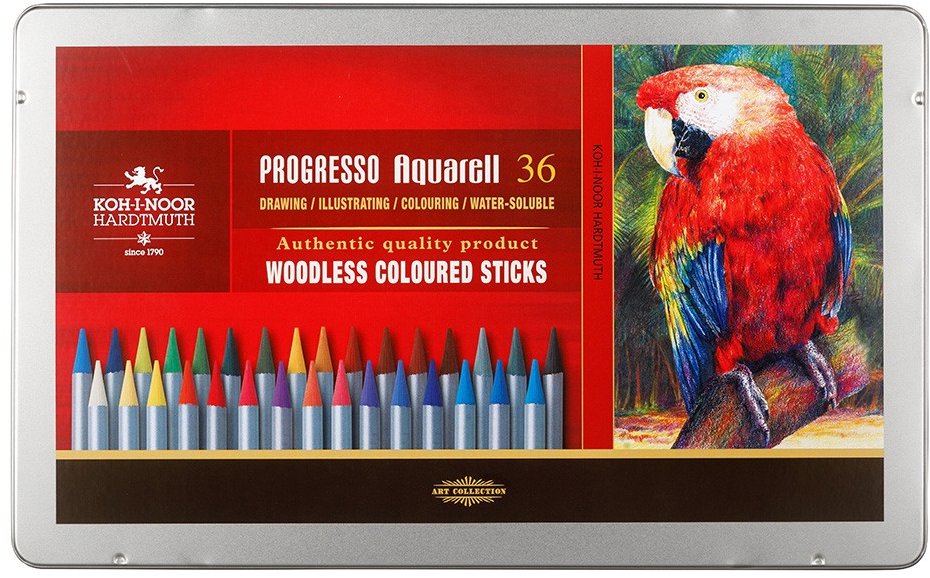 KOH-I-NOOR Progresso aquarell 8785/36 akvarelové v laku, v plechovom puzdre 36 ks