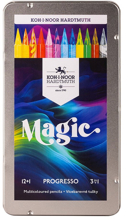 Koh-i-noor Progresso Magic 8772/12 Pastelky v laku, v plechovom puzdre 12 ks