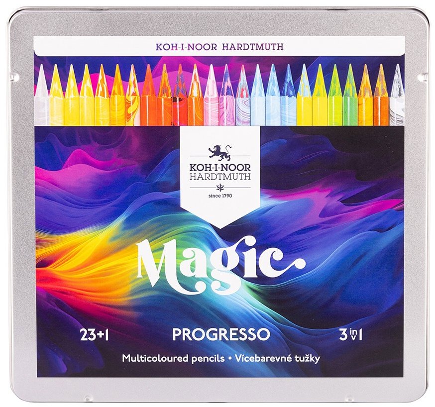 Koh-i-noor Progresso Magic 8774/24, Pastelky v laku, v plechovom puzdre, 24 ks