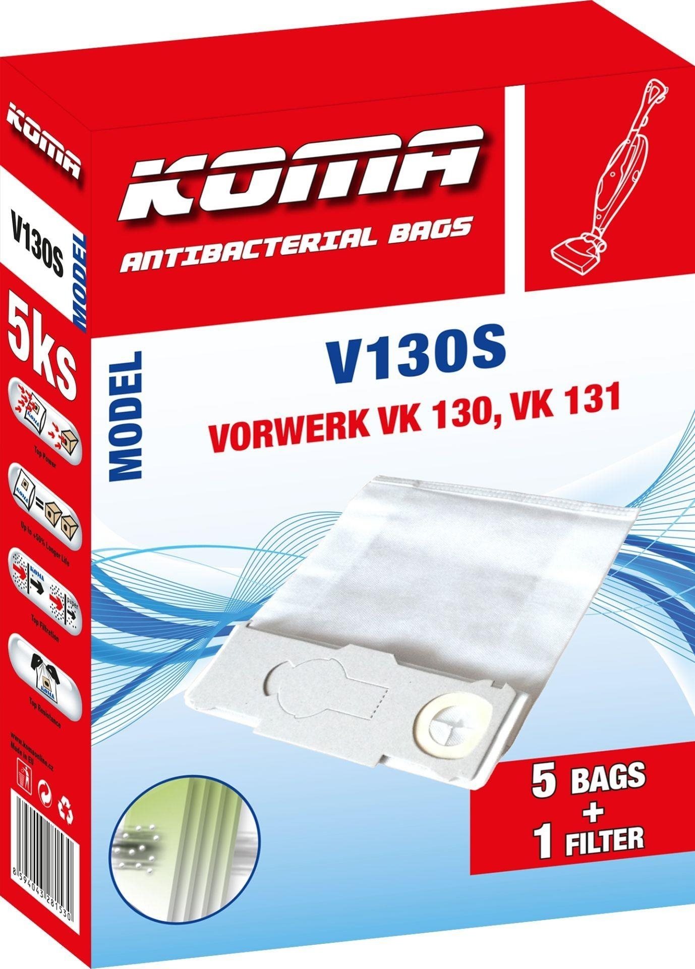 KOMA V130S – Vrecká do vysávača Vorwerk V 130, textilné, 5 ks