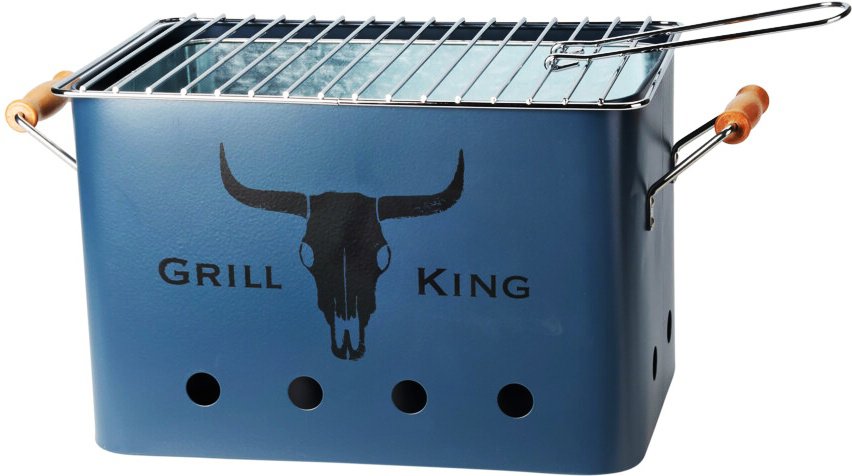 PROGARDEN Prenosný gril na drevené uhlie Grill King 43 × 20 cm modrý