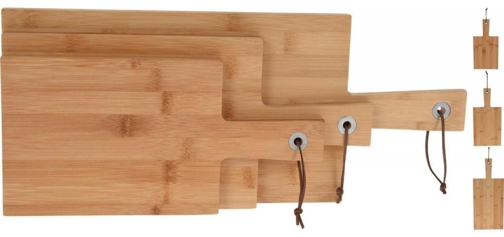 Koopman Sada krájacích dosiek s rukoväťou bamboo – 3 ks