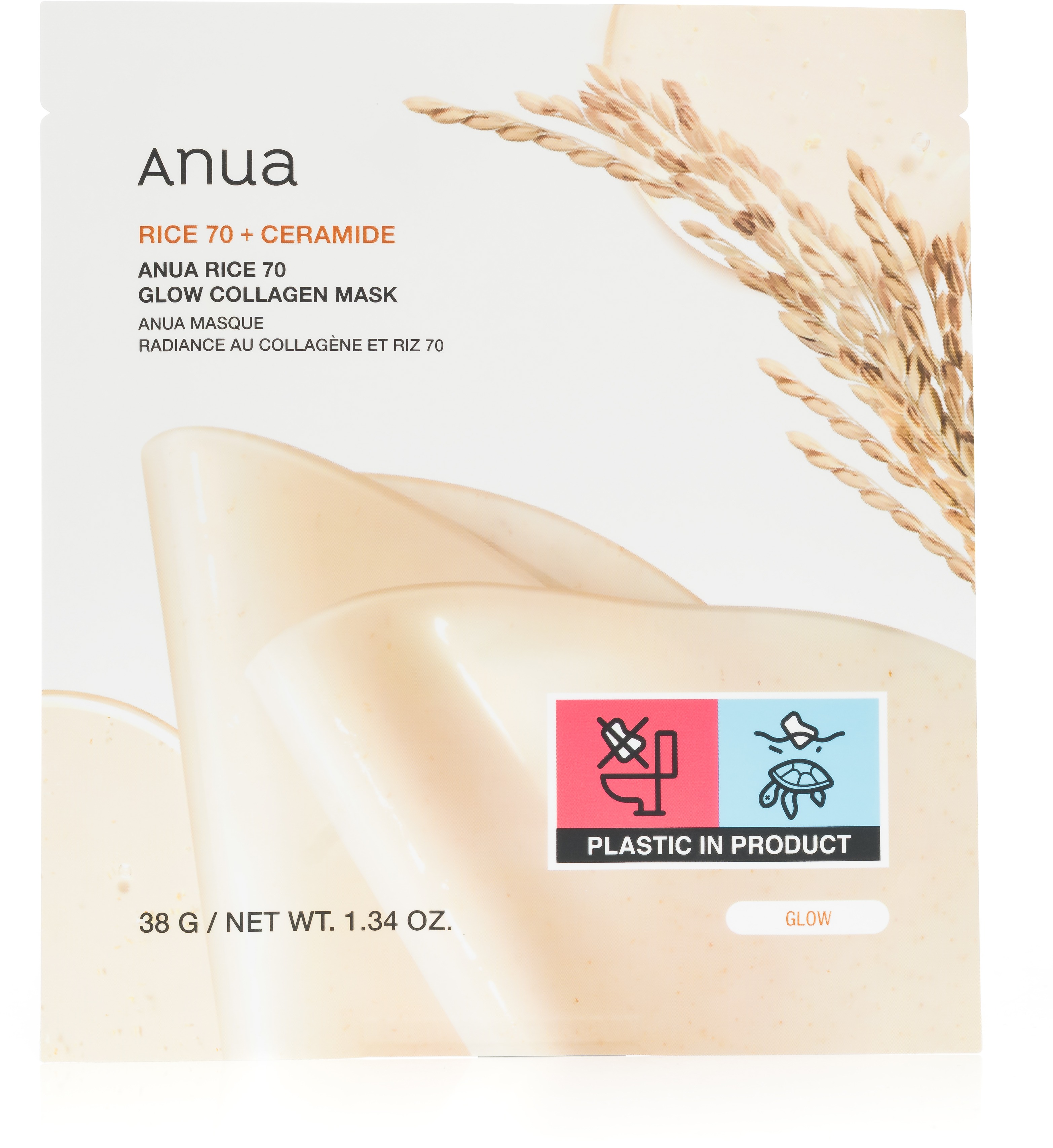 ANUA Rice 70 Glow Collagen Mask 38 g