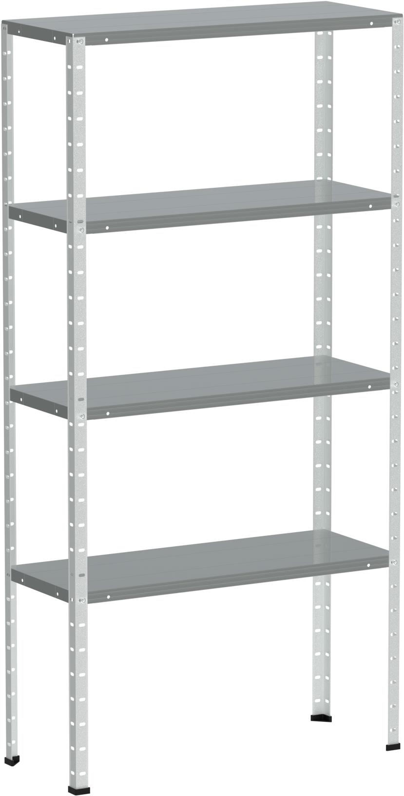 Kovona kovový regál, 145 × 75 × 30 cm, 4 police, biely