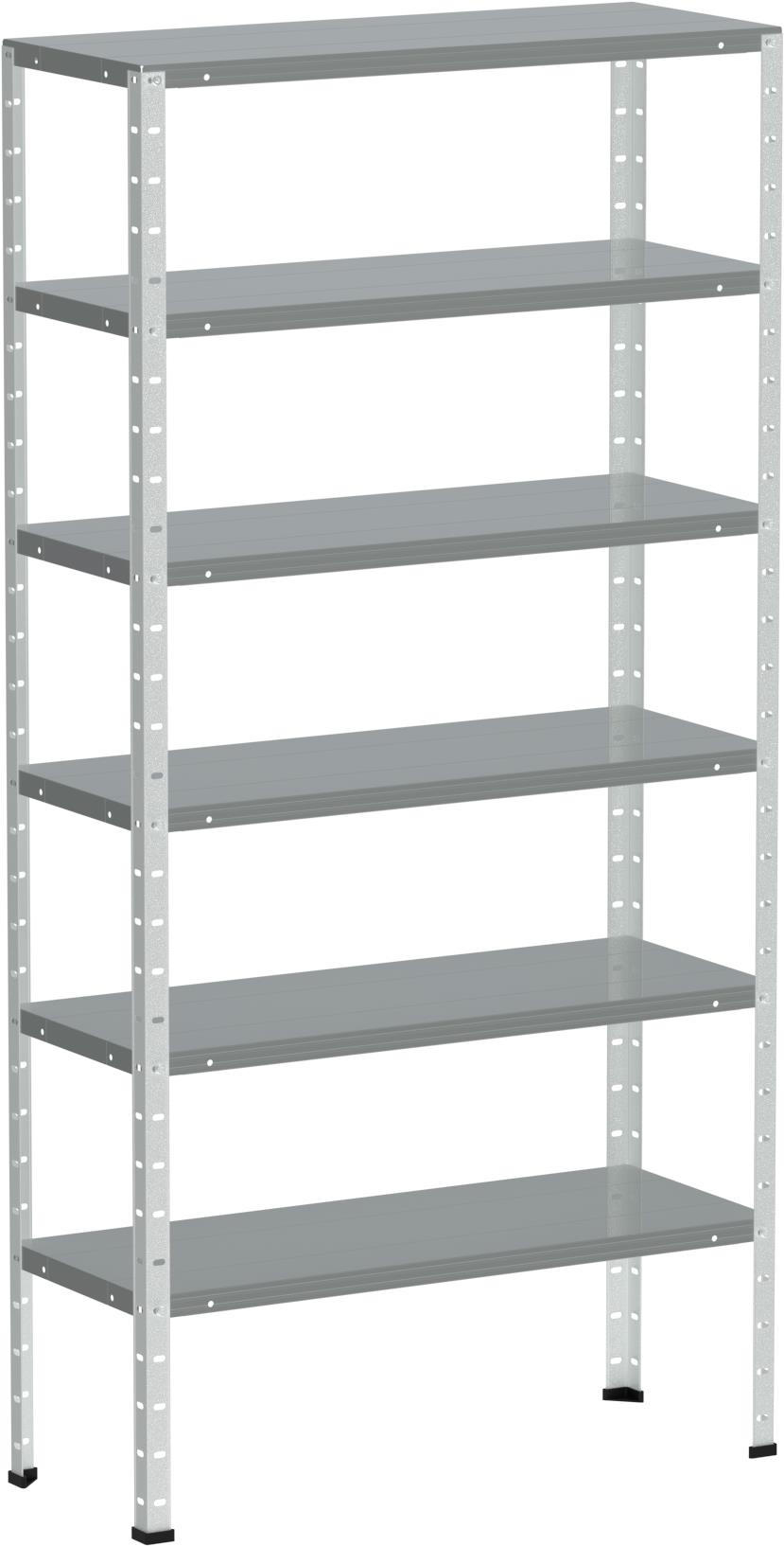 Kovona kovový regál, 205 × 70 × 30 cm, 6 políc, biely