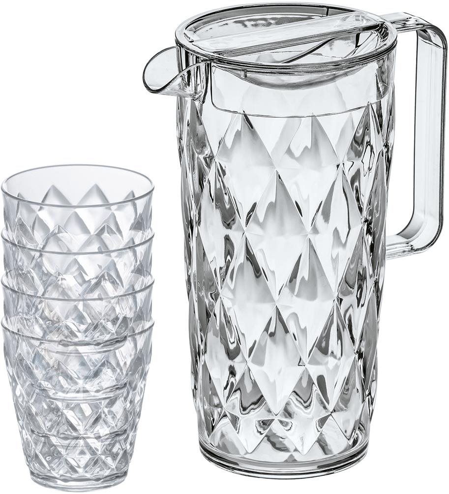 Koziol Súprava pohárov 250 ml 4 ks s džbánom 1,6 l Crystal krištáľovo číra