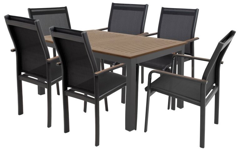 DOPPLER Sedacia súprava EXPERTWOOD Plus, 6 + 1, hliníková, antracit