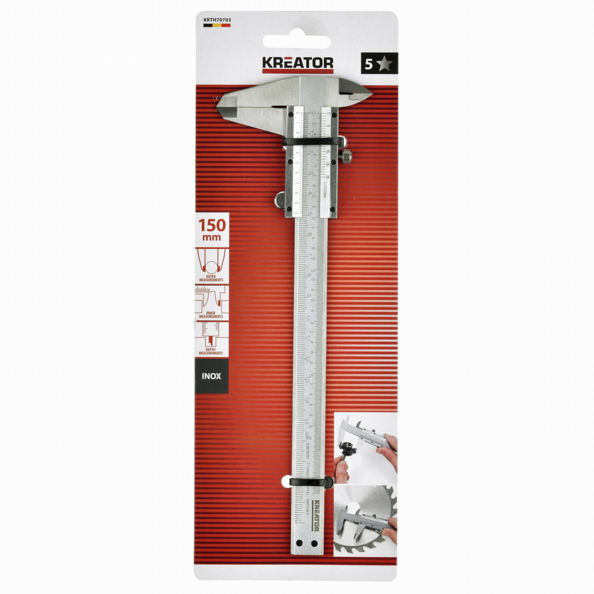 KREATOR Posuvné meradlo nehrdzavejúca oceľ 150 mm KRTH70703