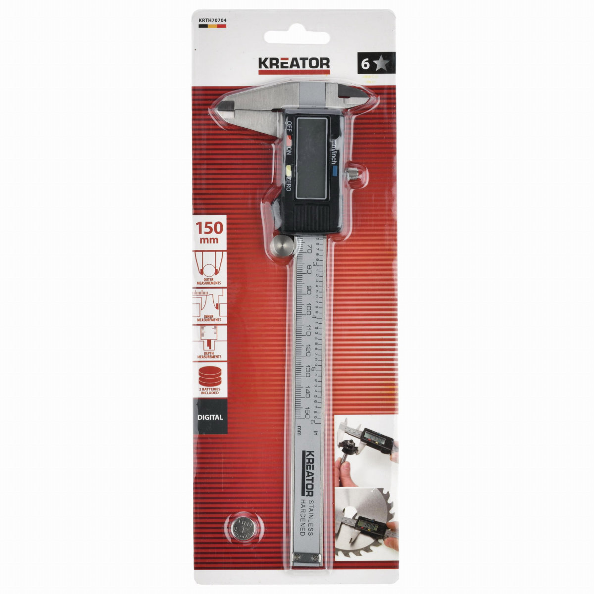KREATOR Posuvné meradlo digitálne 150 mm KRTH70704