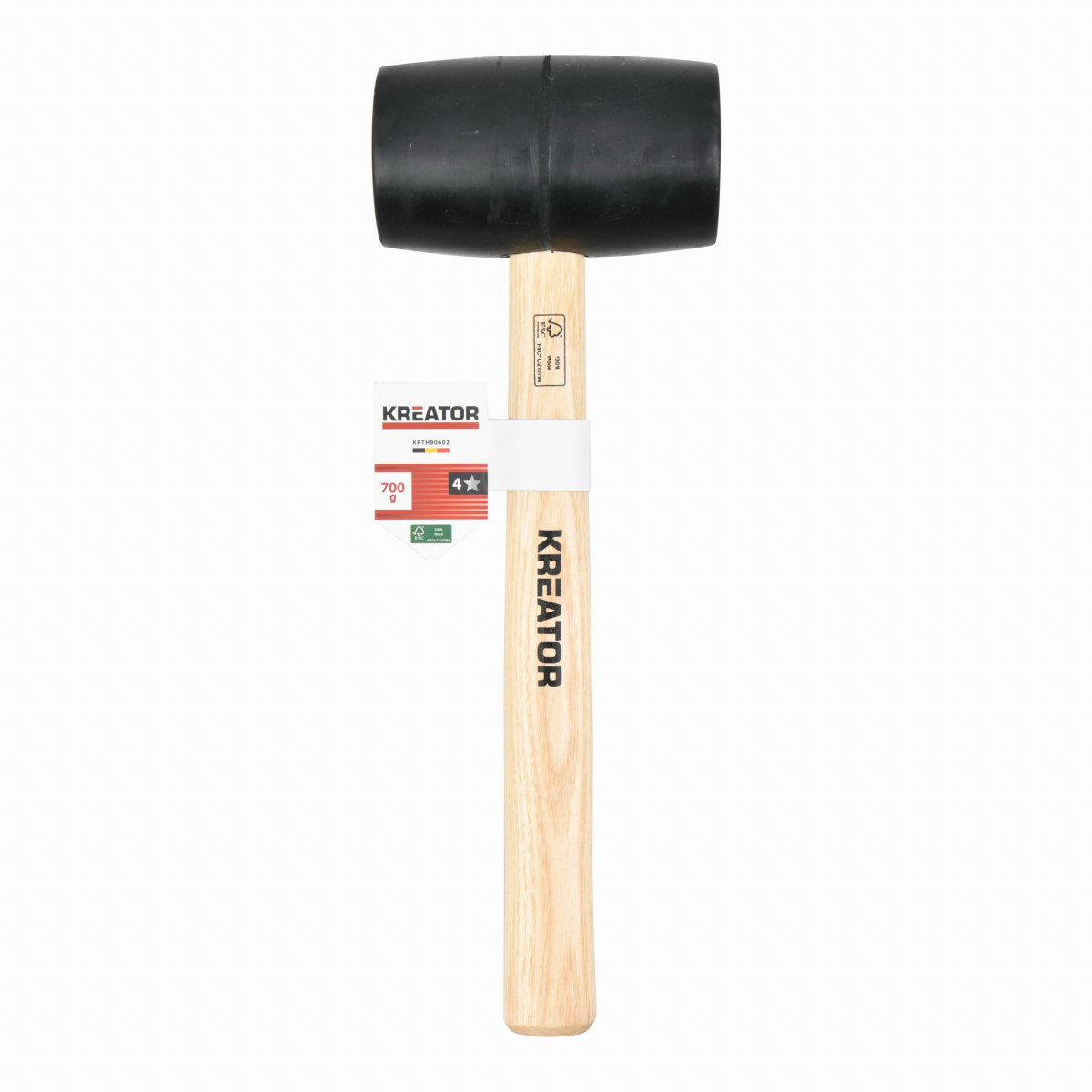KREATOR Kladivo gumové, čierne, drevená násada 700 g KRTH90602