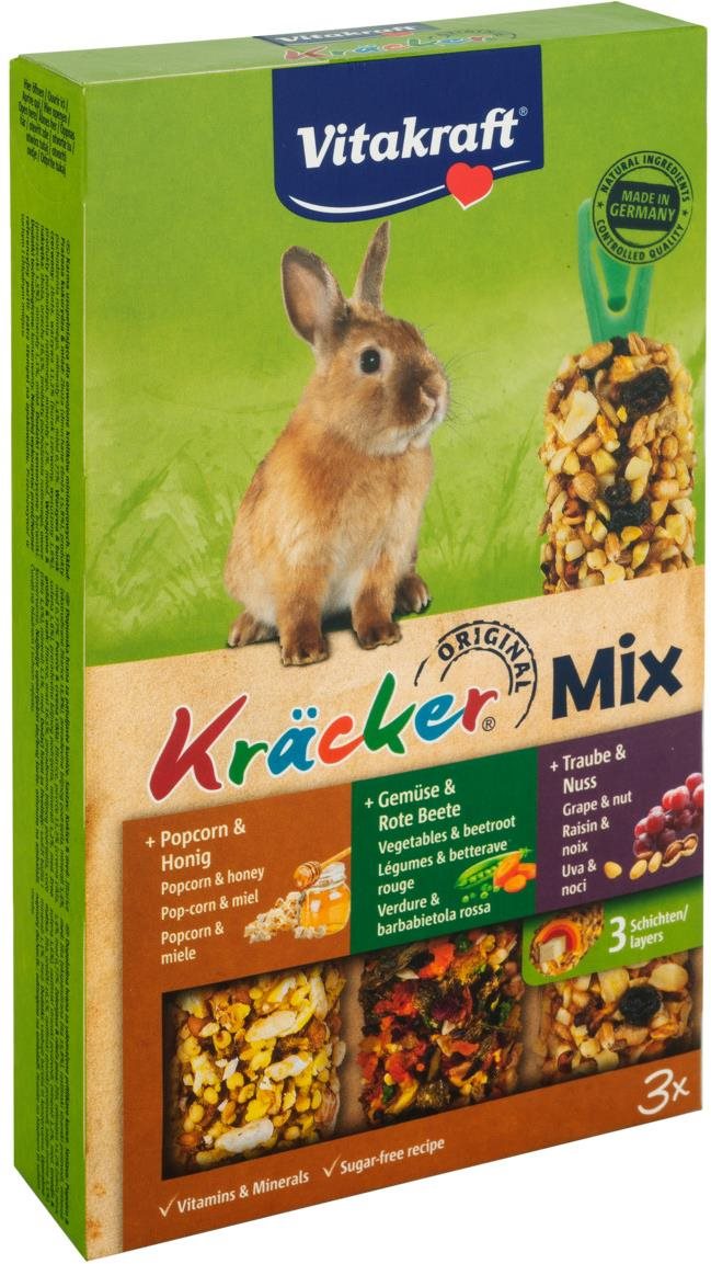 Vitakraft pochúťka pre králiky Kräcker Mix pukance zelenina hrozno 3 ks