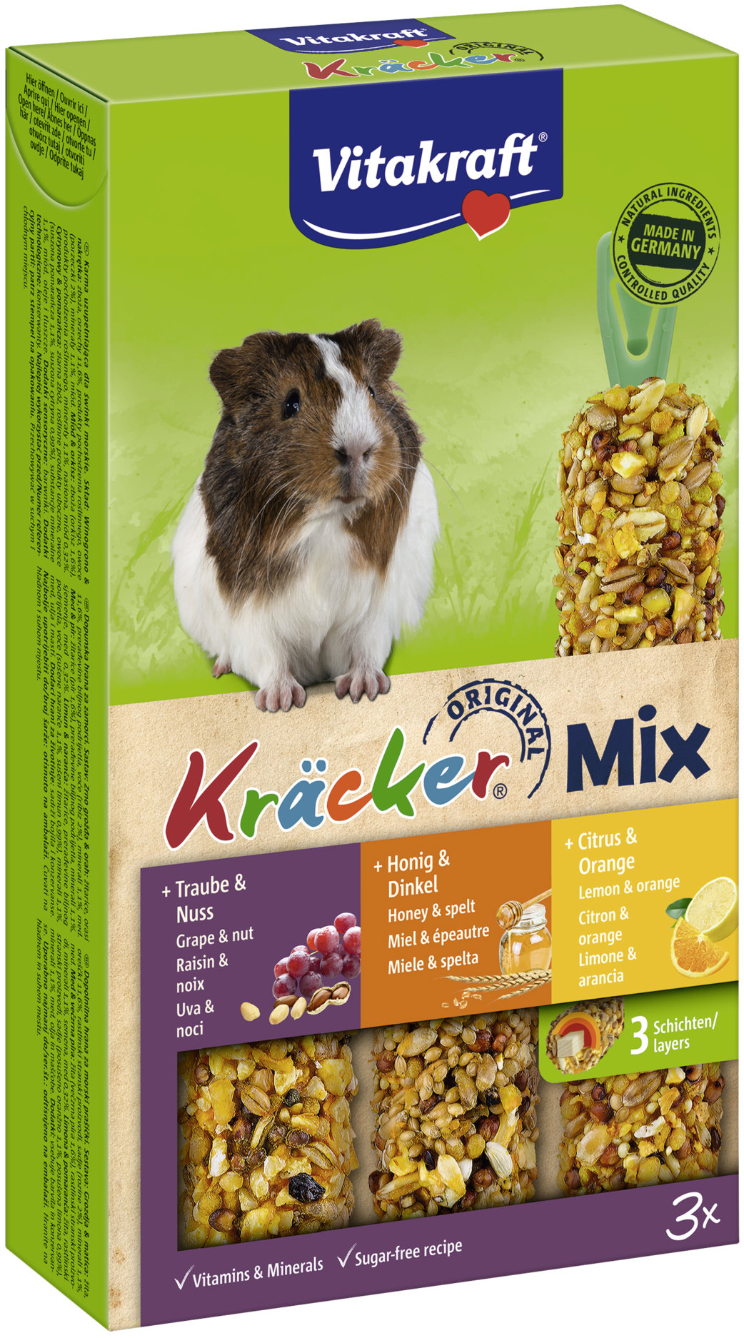 Vitakraft pochúťka pre morčatá Kräcker Mix orechy med citrus 3 ks