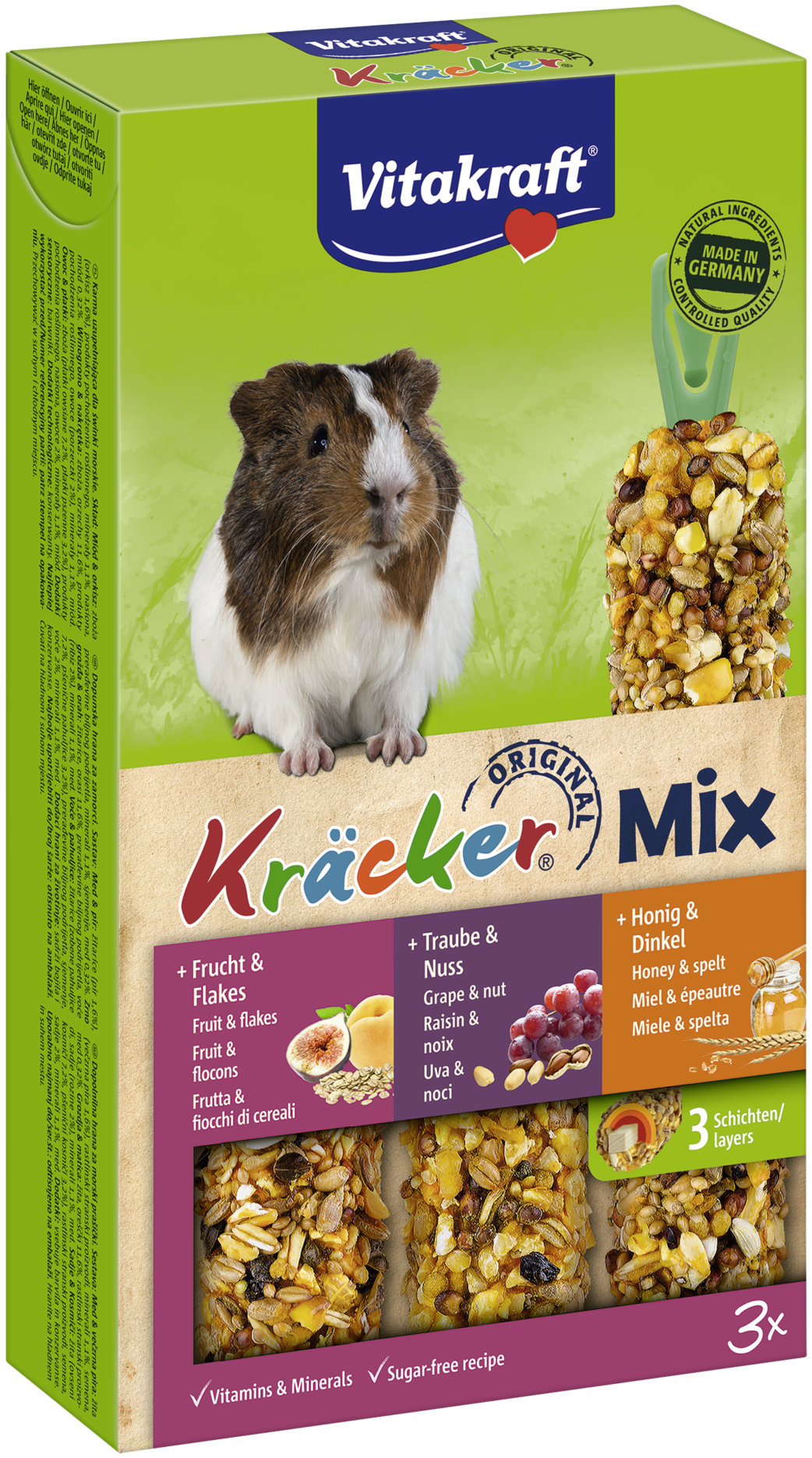 Vitakraft pochúťka pre morčatá Kräcker Mix med hrozno ovocie 3 ks
