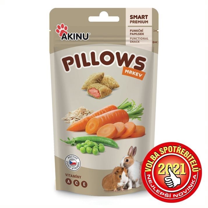 Akinu Pillows vankúšiky s mrkvou pre hlodavce 40 g