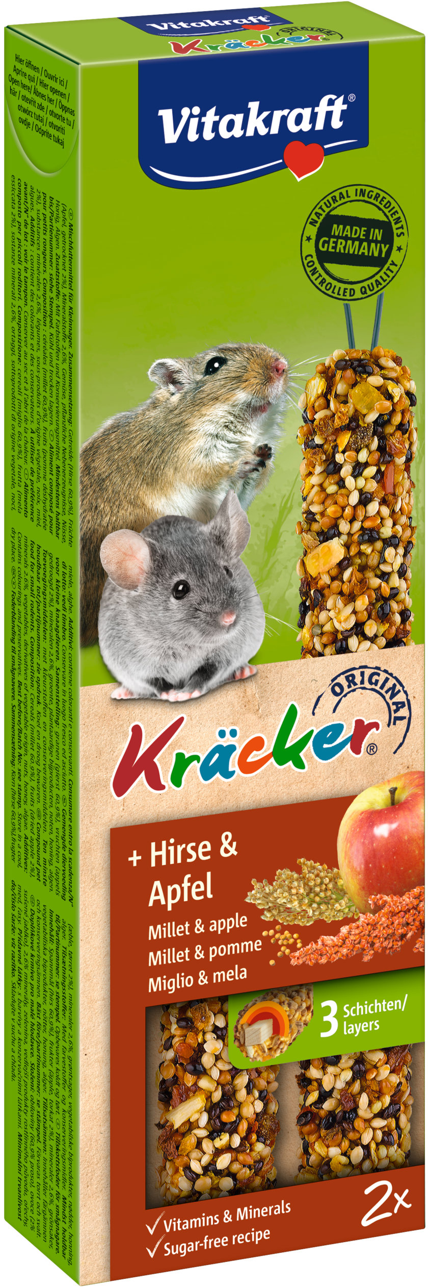 Vitakraft, pochúťka pre myšky Kräcker®, proso-jablko, 2 × 56 g