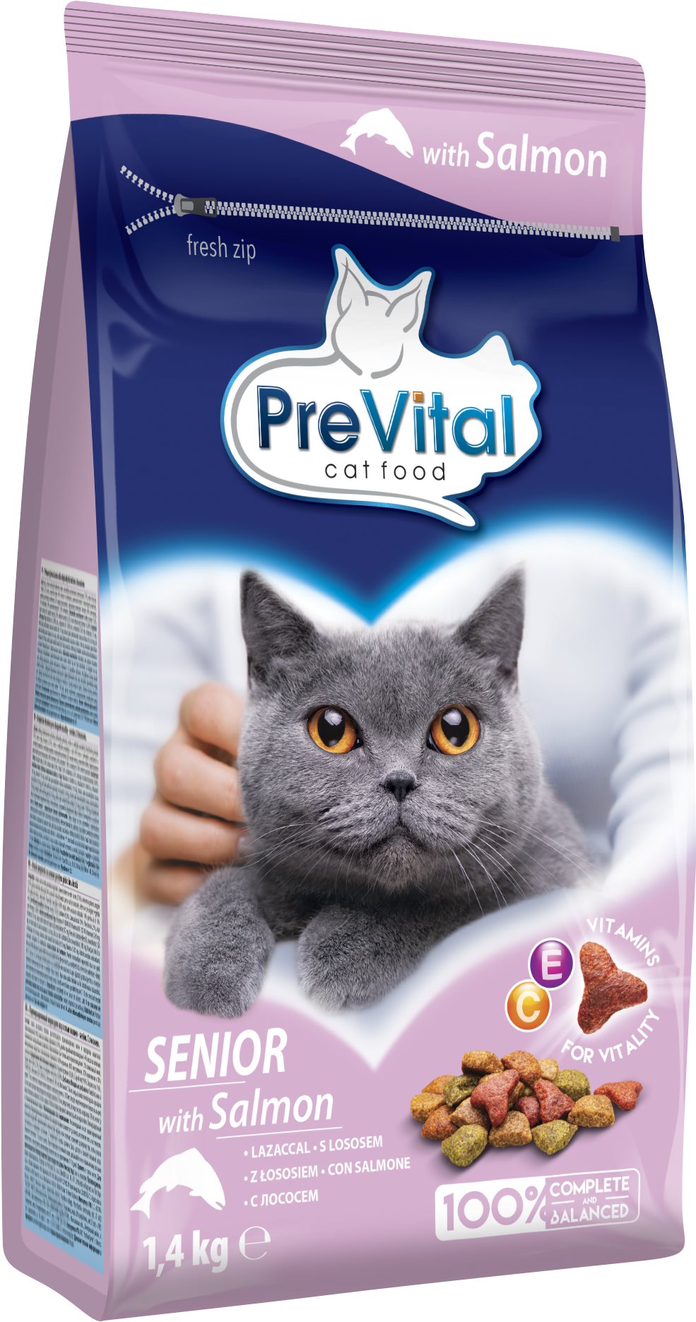 PreVital granule s lososom pre starnúce mačky 1,4 kg