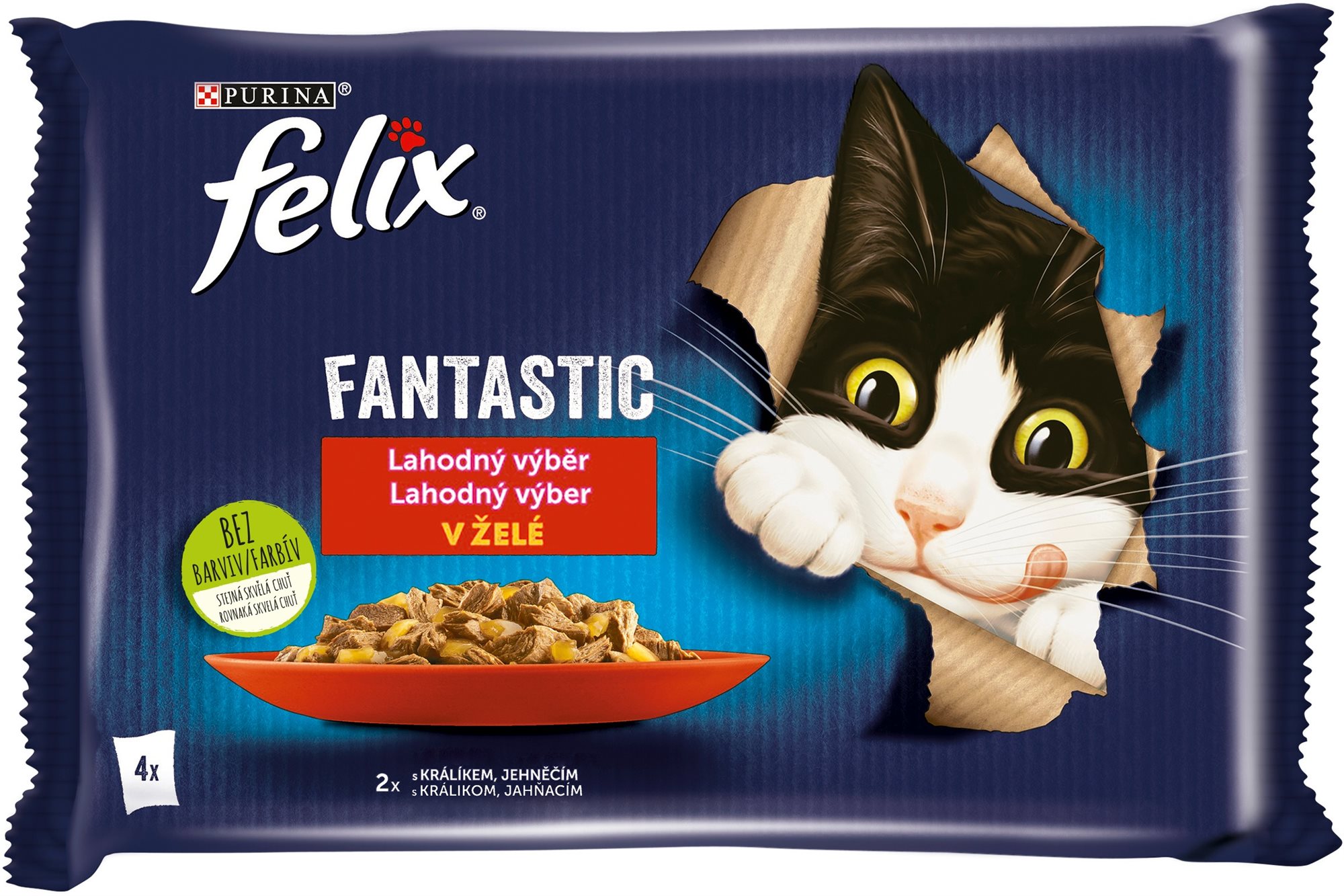 Felix Fantastic kapsičky pre mačky králik, jahňacie v želé 4x 85 g