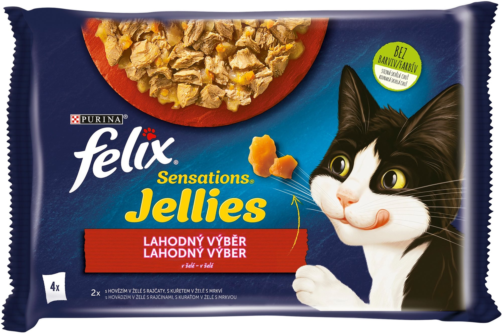 Felix Sensations Jellies kapsičky pre mačky hovädzie, kura v želé 4x 85 g