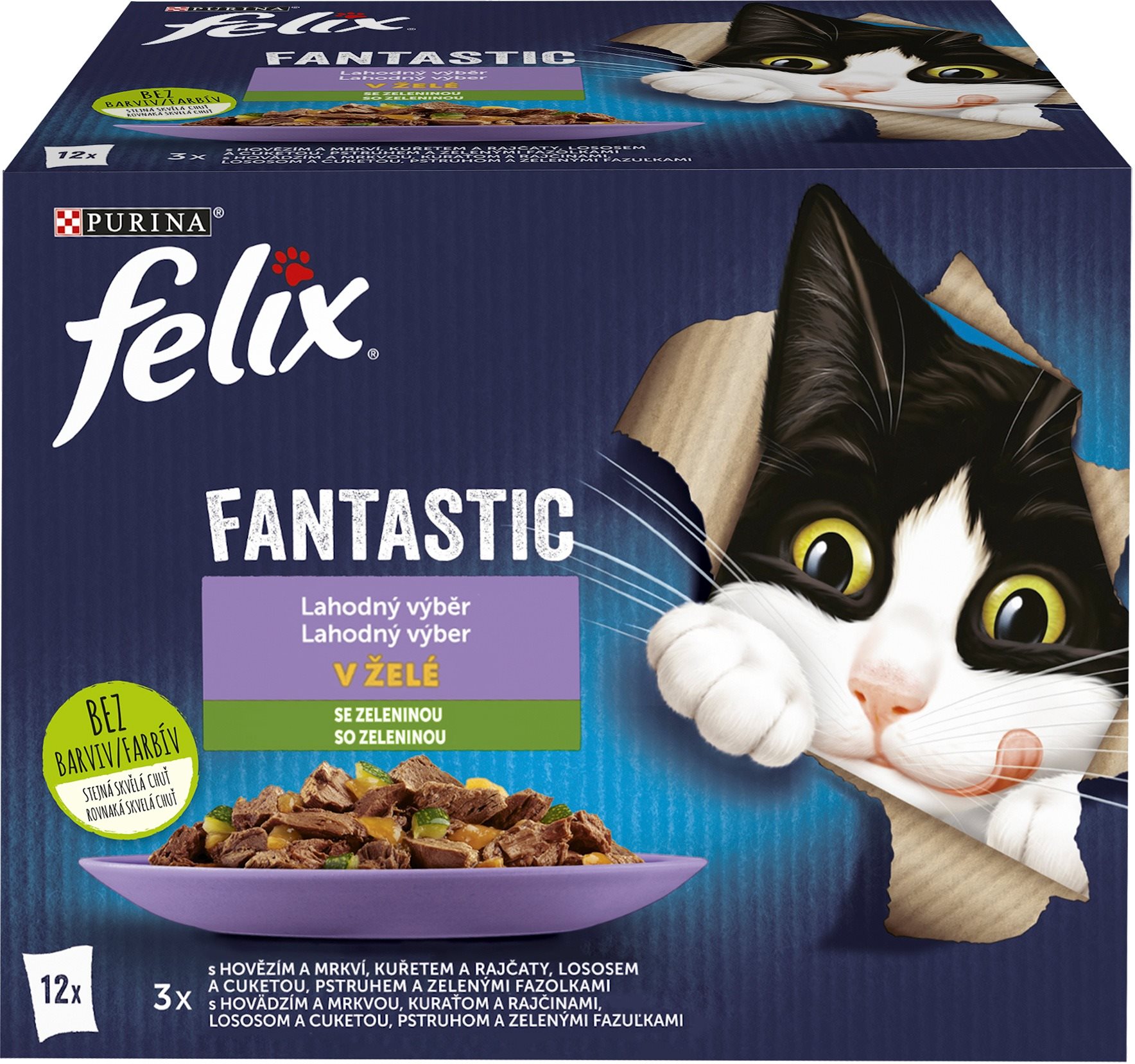 Felix Fantastic kapsičky pre mačky hovädzie, kura, losos, pstruh 12x 85 g